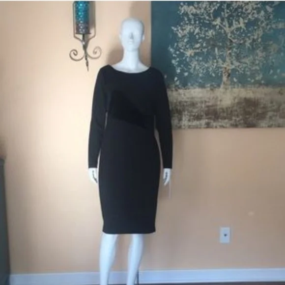 NWT Calvin Klein Long Sleeve Velvet-Swirl dress size 10 - Picture 6 of 13